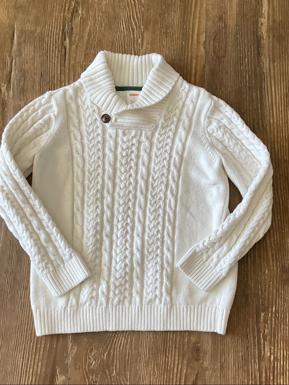 Gymboree cotton Cream Cable Knit Shawl-Collar Pullover